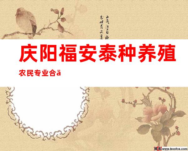 庆阳福安泰种养殖农民专业合作社