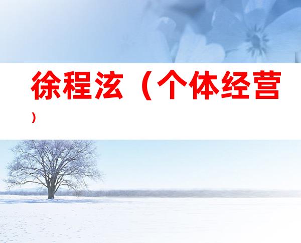 徐程泫（个体经营）